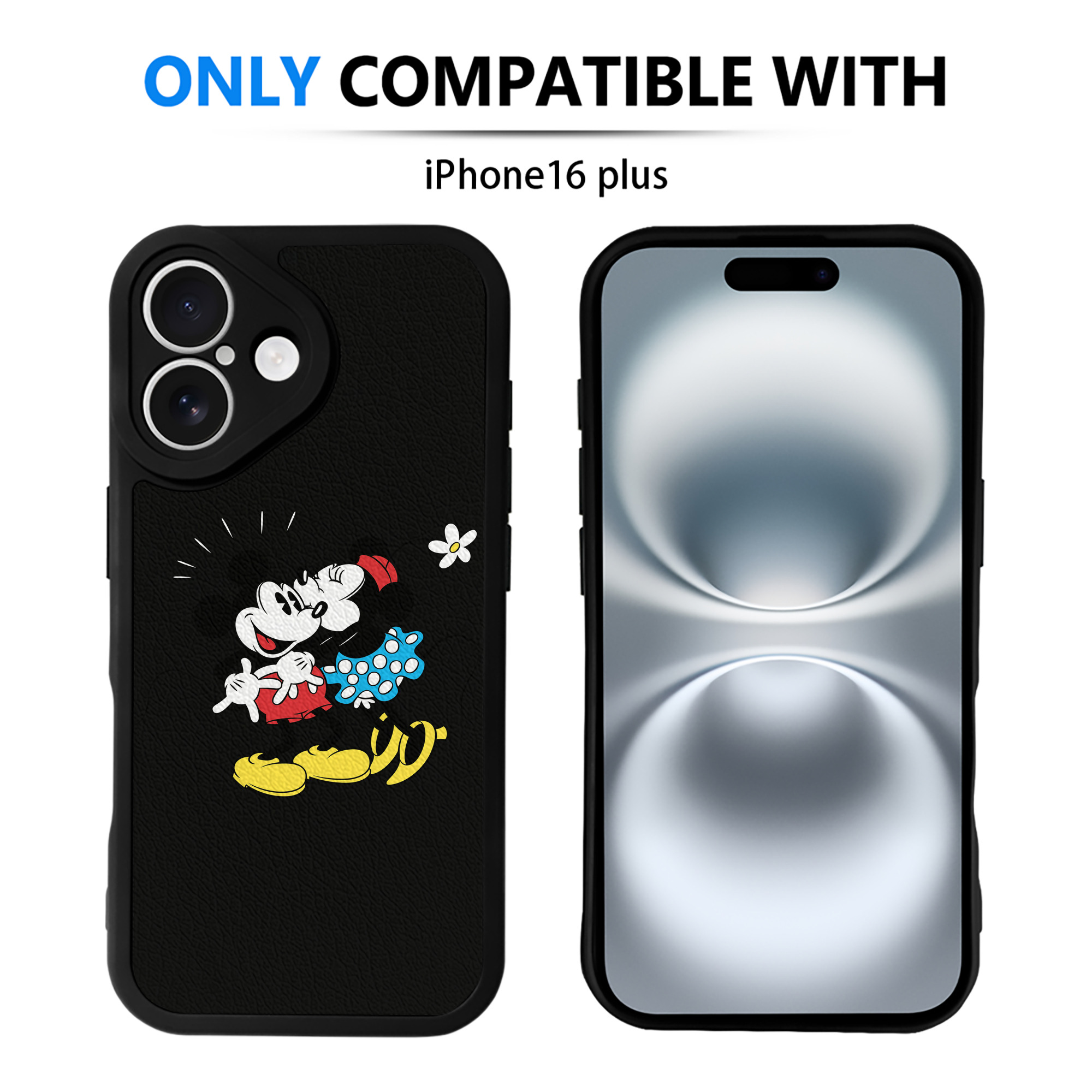 （画像用） ミッキーマウス Mickey Mouse 【iPhone 16シリーズ対応】シリコンスマホケース（レザー調） 材質：シリコン